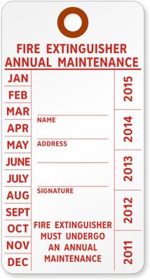 Fire Extinguisher Annual Certification & Inspection Tag in San Luis Obispo, California
