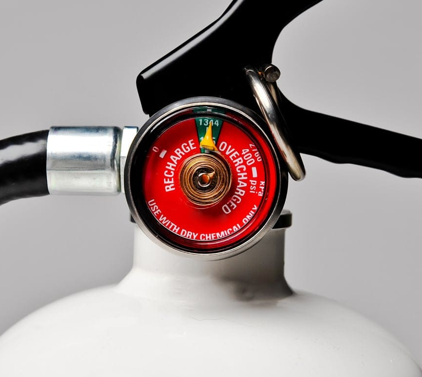 Fire extinguisher refill and recharge indicator diagram